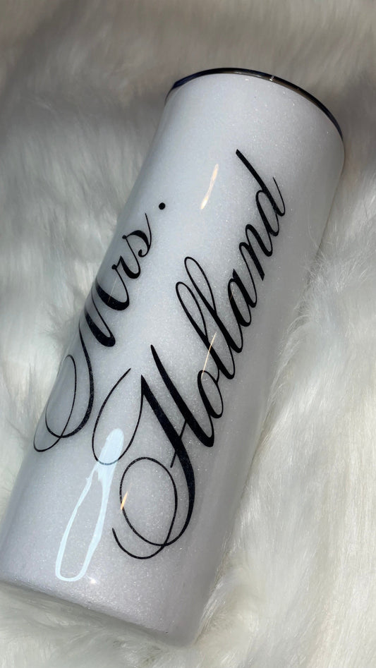 20 ounce skinny (Name Only) Glitter Tumblers