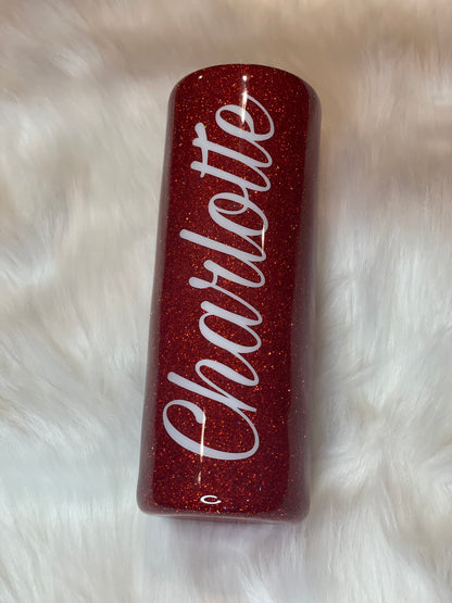 20 ounce skinny (Name Only)  Glitter Tumblers