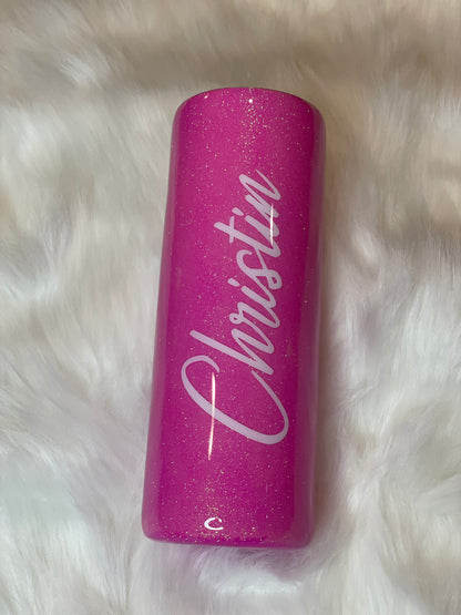 20 ounce skinny (Name Only)  Glitter Tumblers